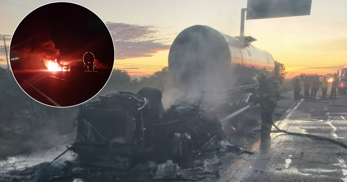 Pipa cargada con 35 mil litros de formol se incendia en la México 15 de Guasave