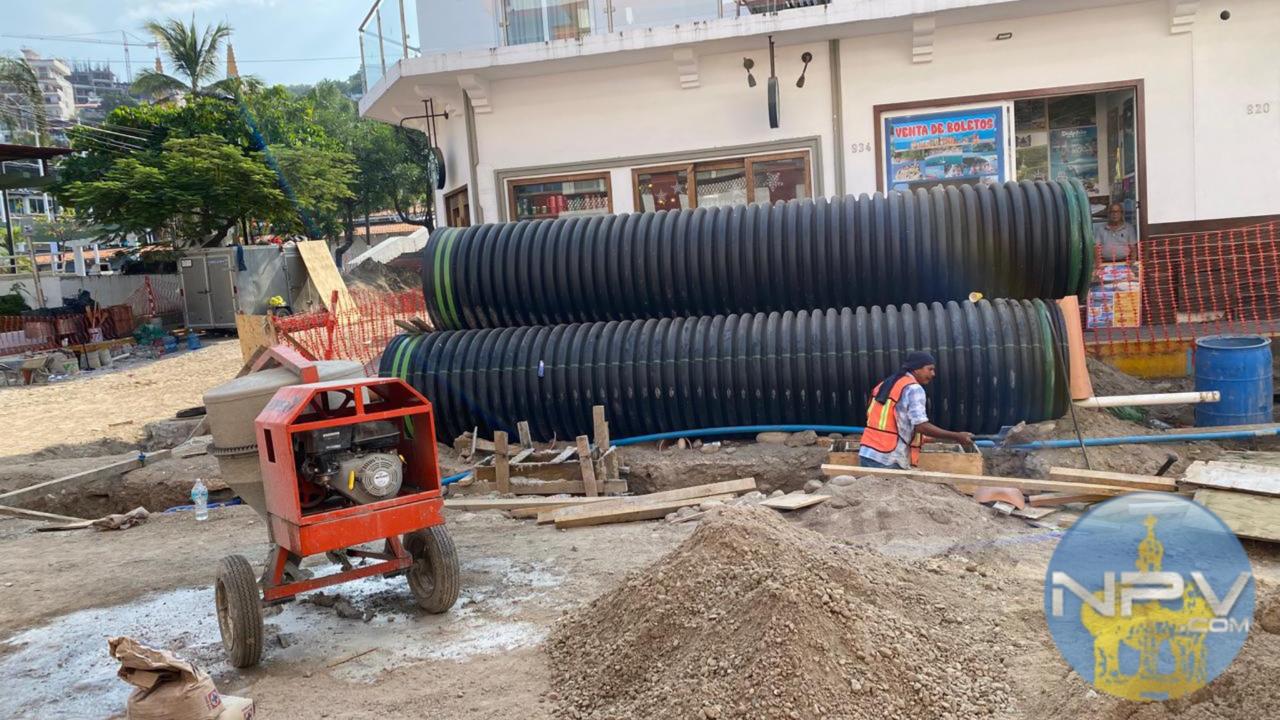 Progreso en la ampliación del malecón de Puerto Vallarta con obras clave en el parque Hidalgo
