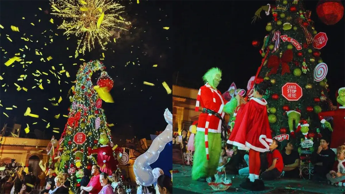 El Grinch da vida a la Navidad en El Rosario, Sinaloa: ¡Descubre el impresionante árbol navideño!