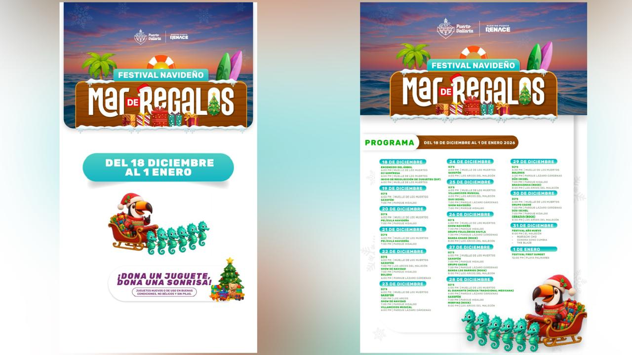 El gobierno de Puerto Vallarta presenta un festival navideño con festejos en playas y el malecón