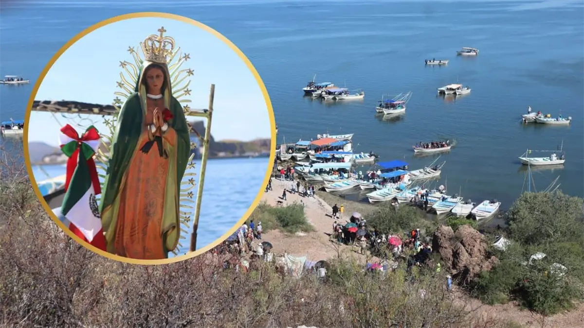 Pescadores rinden homenaje a la Virgen de Guadalupe en Topolobampo, trasladándola en lanchas hacia el cerro