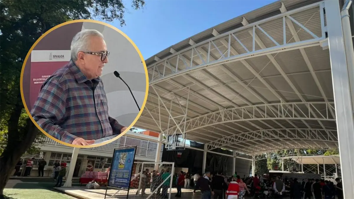 Rocha Moya presenta nueva techumbre y barda perimetral en la primaria General Álvaro Obregón de Culiacán