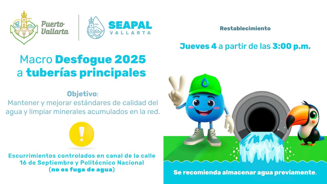 SEAPAL llevará a cabo un desfogue nocturno que impactará a más de 60 colonias en el norte de Puerto Vallarta