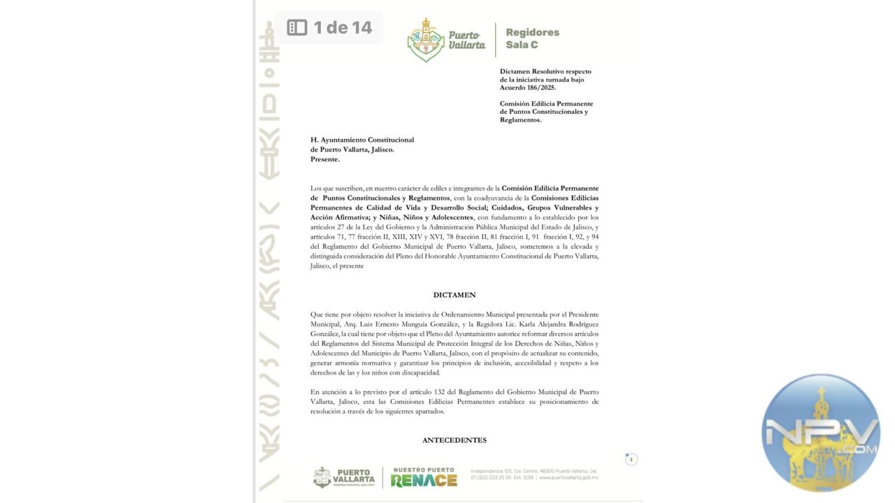 Se sugieren cambios al reglamento del sistema municipal para la protección integral de los derechos de la infancia y adolescencia.