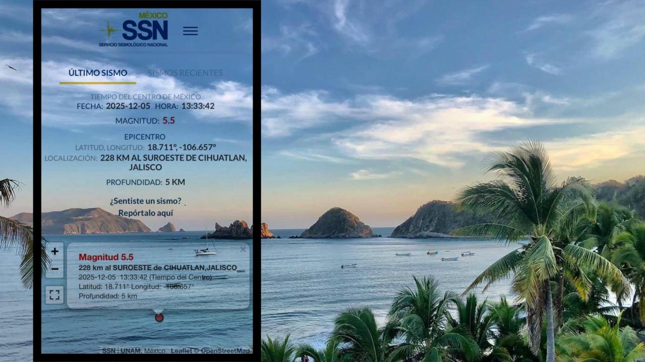 Serie de terremotos en el suroeste de Cihuatlán; el más fuerte tuvo una magnitud de 5.5