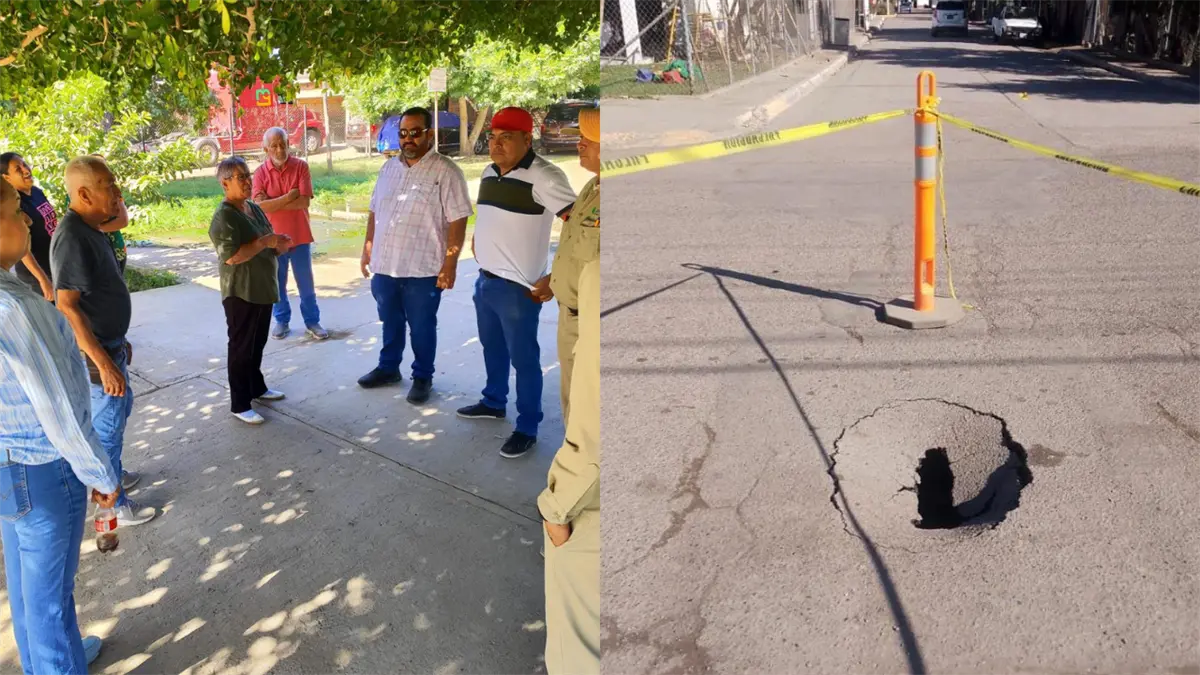 Surge un socavón en la Sindicatura Heriberto Valdez Romero (El Guayabo)