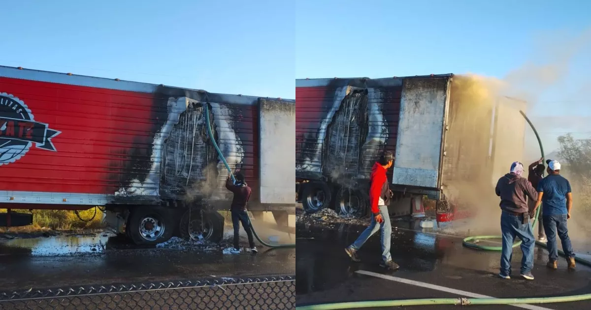 ¡Desde Puebla en ruta! Se incendia un tráiler de hortalizas en la México 15, cerca de Juan José Ríos.