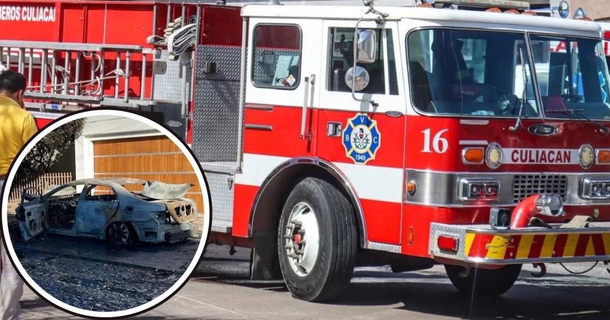 ¡Incendio impactante! Prenden fuego a un auto estacionado en Las Quintas, Culiacán