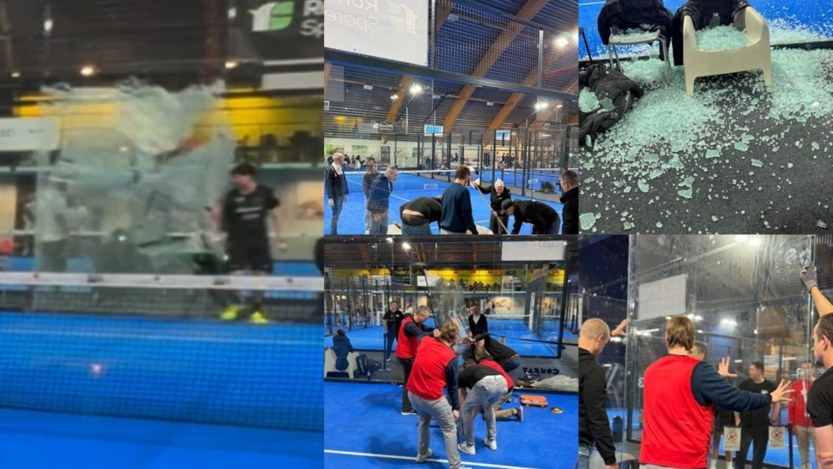 Susto en México: un jugador español rompe el cristal de la cancha y cae sobre un aficionado