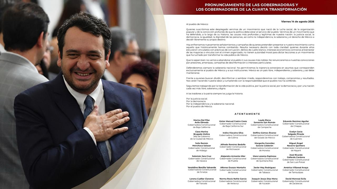 Gobernadores de la 4T se unen tras la revocación de visa a Andy López Beltrán
