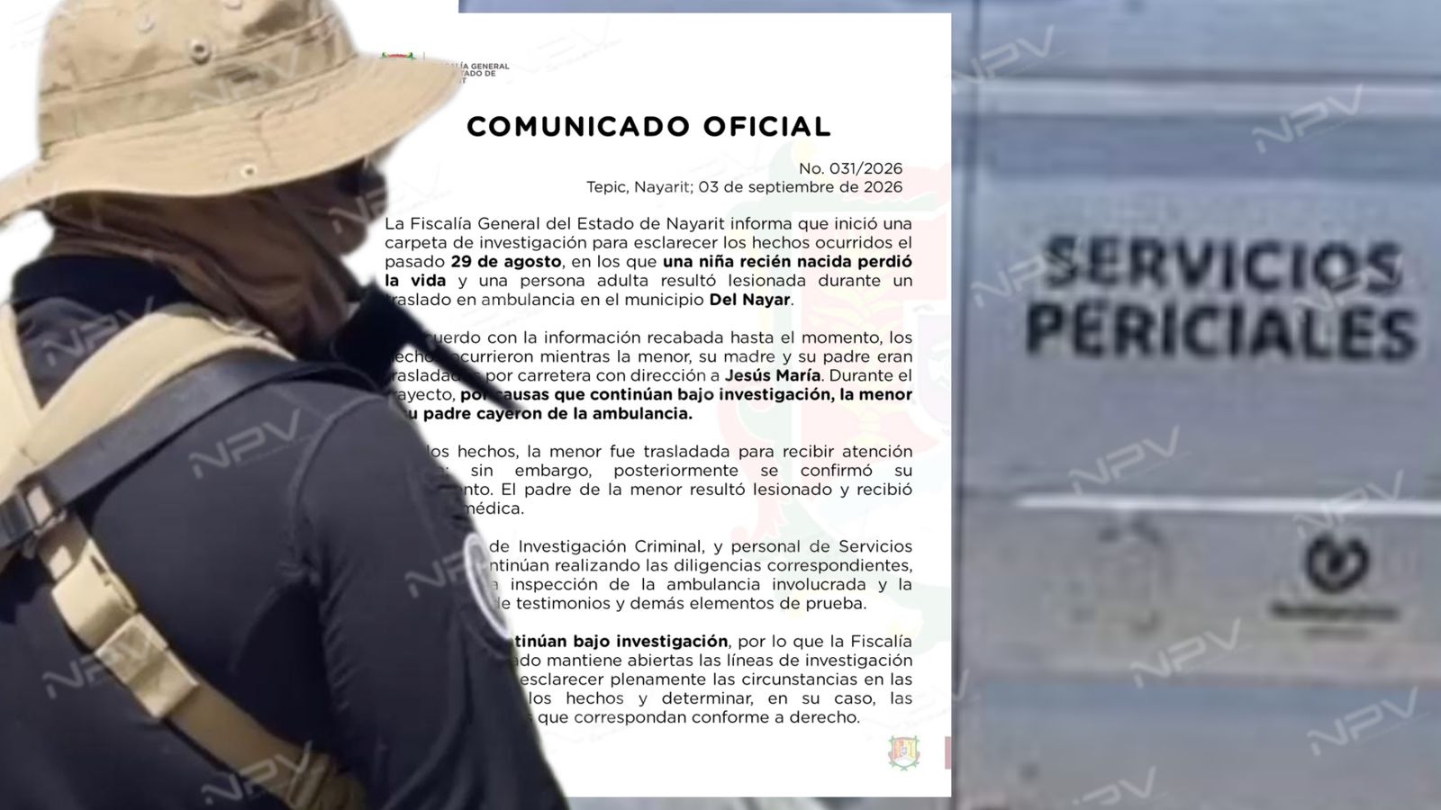 Padre e hija se precipitan de una ambulancia en Nayarit, resultando en la trágica muerte de la bebé